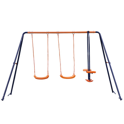 ZenSports Outdoor Double Kids Play Swing Set W/ 2 Seats & 1 Glide Heavy-Duty, 440lbs Capacity