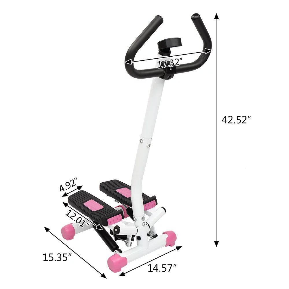 UBesGoo Mini Aerobic Stepper, Stair Climber Twist Fitness Machine with handle, Pink