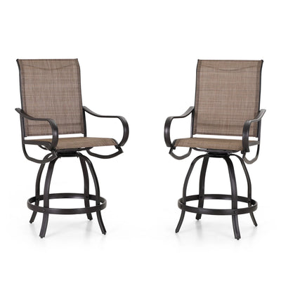 Sophia & William 2 Piece Outdoor Swivel Bar Height Stools Patio Textilene Chairs