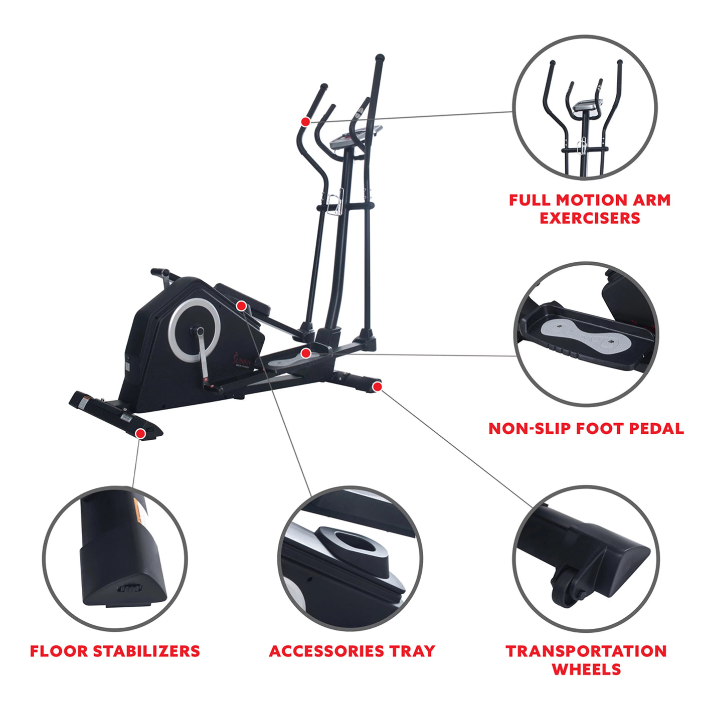 Sunny Health & Fitness Programmable Cardio Elliptical Machine Cross Trainer for Home Exercise Workout Equipment , SF-E3890