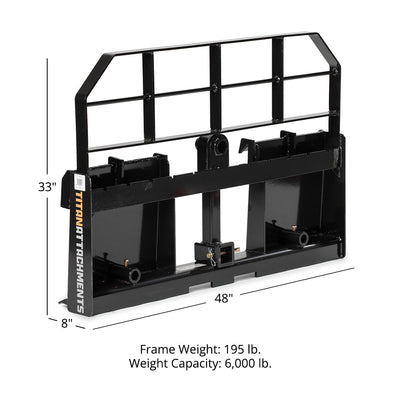 Titan Attachments Pro Series Pallet Fork Frame, Quick Tach Connection for Skid Steers, Tractors, Optional Pallet Fork Blades, Hay Spear Sleeves Included, 2" Receiver Hitch, Rated 6,000 LB