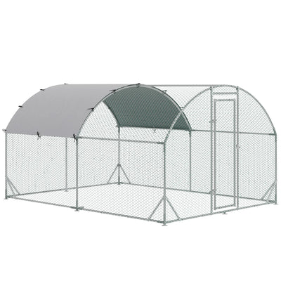 GFVCNIO PawHut Large Coop Metal Run with Waterproof and Anti-UV Cover Dome Shaped Walk-in Fence Cage Hen House for Outdoor and Yard Farm Use 1” Tube Diameter 9.2‘ x 12.5‘ x 6.5‘