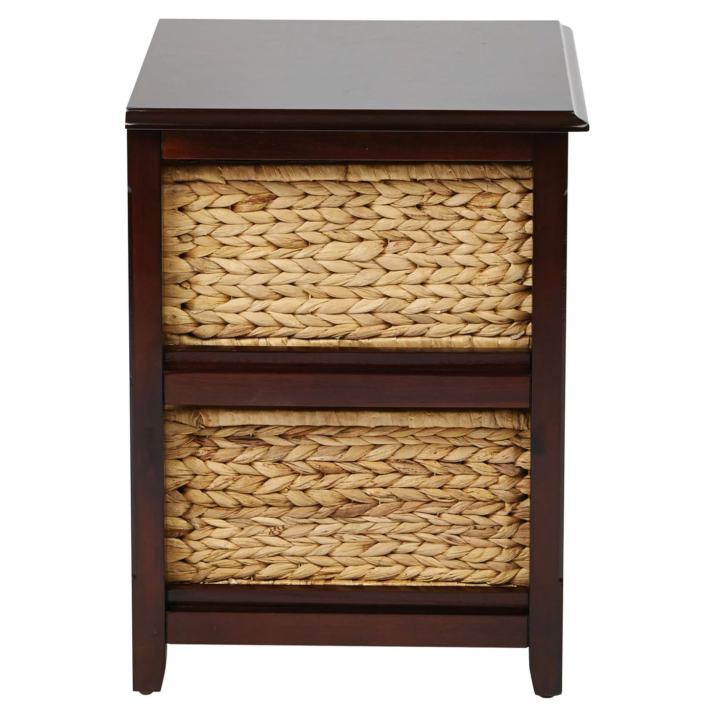 Seabrook Two-Tier Storage Unit Engineered Wood White Finish and Natural Baskets