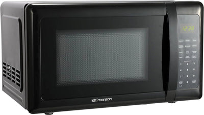 Compact Countertop Microwave Oven with Touch Control, LED Display, 700W, 10 Power Levels, 6 Auto Menus, Glass Turntable and Child Safe Lock, 0.7 Cu., Ft. Black