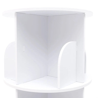 Wuzstar 4 Tiers Rotating Bookshelf 360 Degrees Display Shelves Bookshelf Organizer White Stackable Rack Floor Standing Bookcase for Living Room, Bedroom and Office, 15.7 * 15.7 * 46.5in