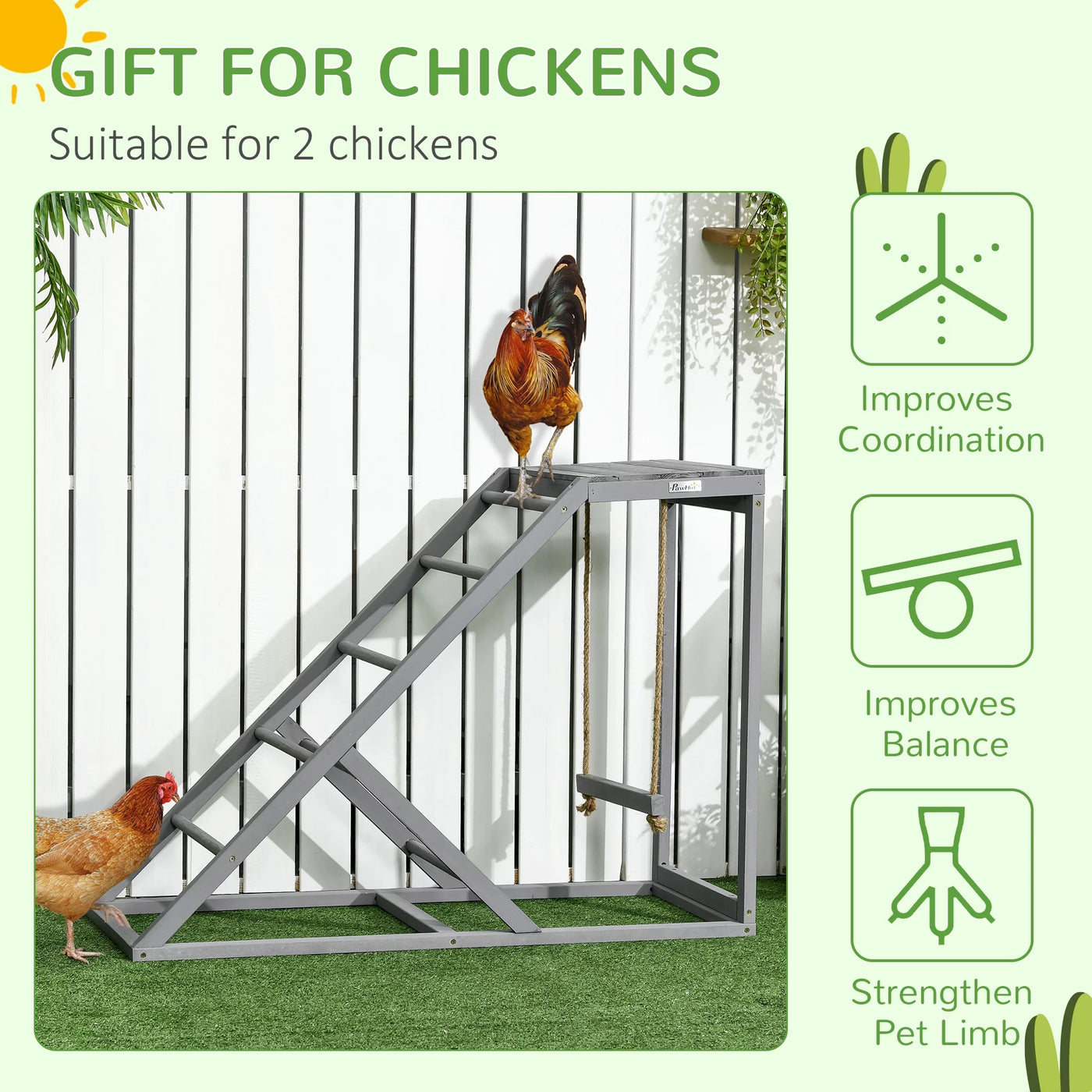 PawHut Chicken Activity Play Chicken Coop Toy Hen Accessory w/ Platform Gray