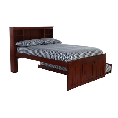 OS Home and Office Solid Pine Full Size Captains Bookcase Bed-Style:3 Drawers with Trundle/Merlot