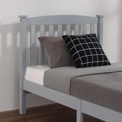 Ktaxon Vertical Wood Bed Frame for Bedroom with Headboard and Footboard Gray Twin Size