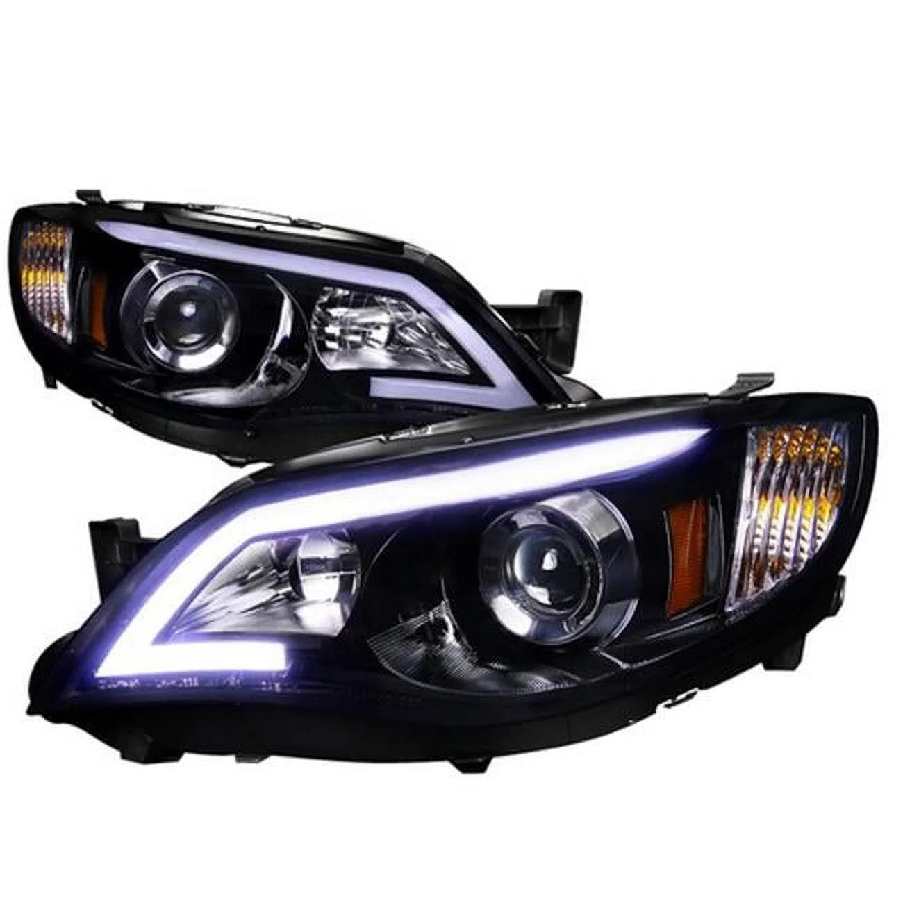 Smoke Gloss Black Housing Projector Headlights with LED Day Time Running Light Strip for 08 to 13 Subaru Impreza- 11 x 24 x 25 in.