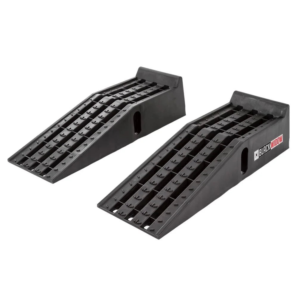 Black Widow PSR295 Plastic Car Service Ramps - Lifts Vehicles 6.25in H for Maintenance or Oil Changes - Each Ramp is 12in W - Pack of Two - 10,000 lbs. Capacity Per Pair