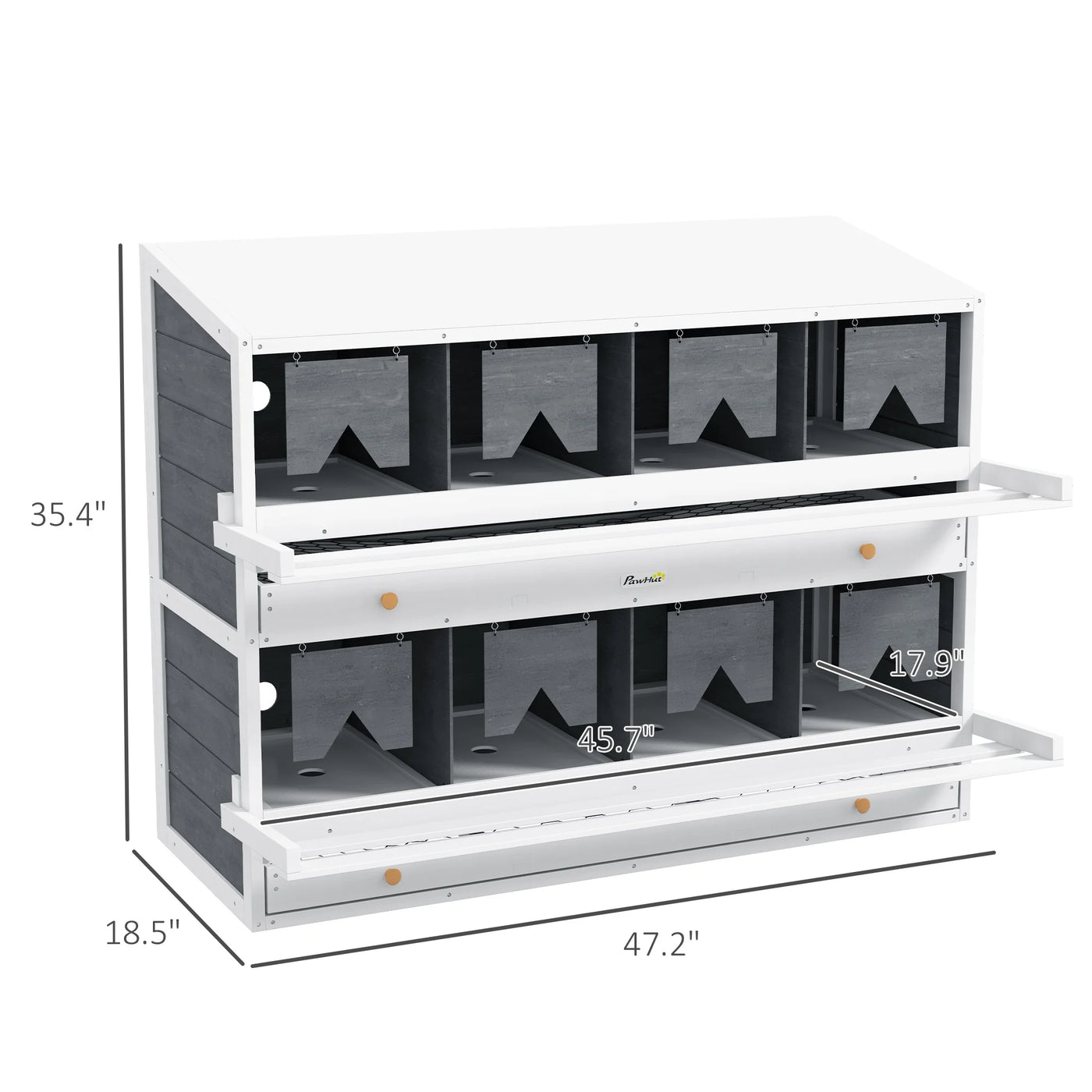 PawHut Nesting Boxes for Chickens W/ 2 Egg Collection Trays, 8 Compartments