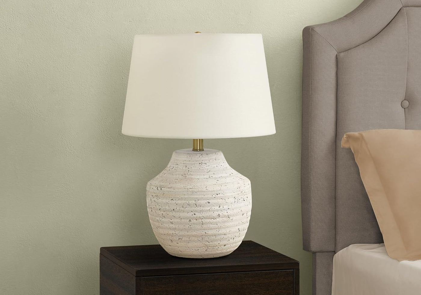 9730 LightingTable Lamp, Cream Concrete, Ivory/Cream Shade, Modern