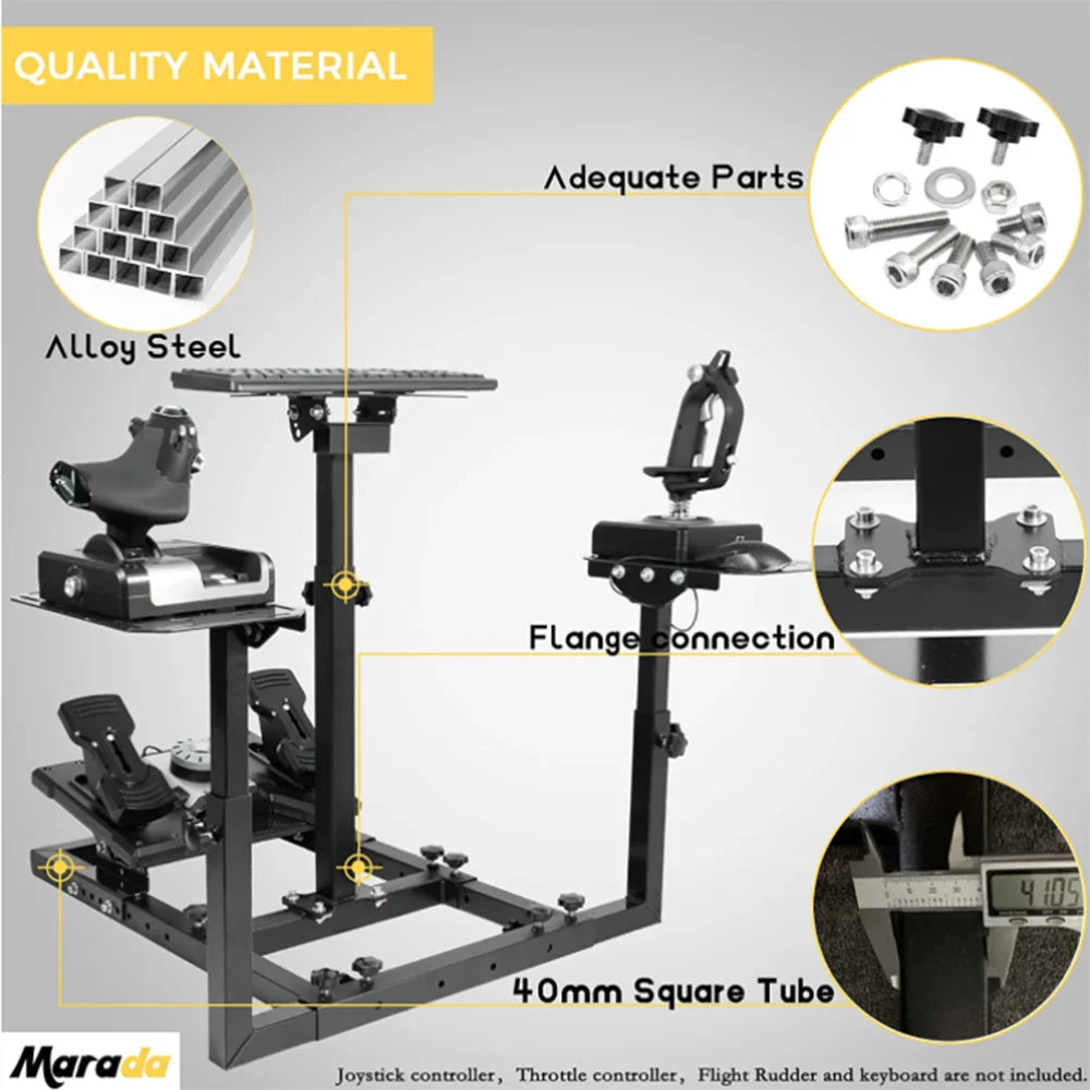 Marada Flight Simulator Cockpit Racing Steering Stand Adjustable Fit for Thrustmaster HOTAS Warthog