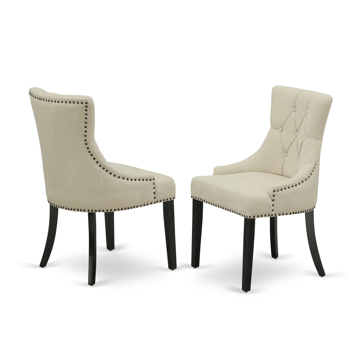 HomeStock Frp1T02 French Fabulous Parson Chair With Black Leg And Linen Fabric Light Beige