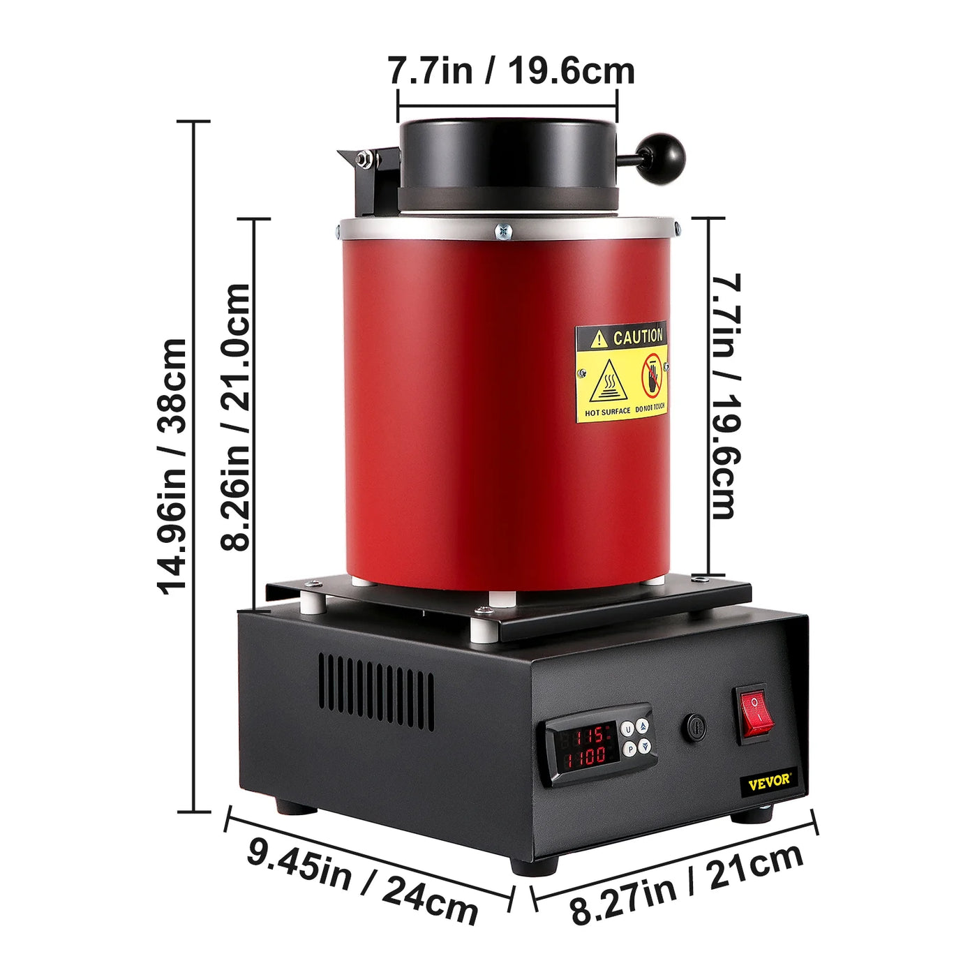 VEVOR Electric Melting Furnace, 3KG Digital Electric Melting Furnace, 1750W 1150℃/2102 ℉ Gold Smelter Furnace W/ Graphite Crucible & Ingot Die for Processing of Melting Gold, Silver, Copper, Aluminum