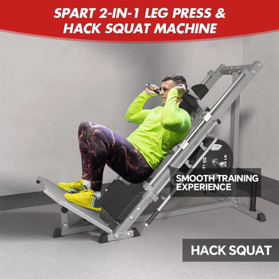 Leg Press Hack Squat Machine, Professional Adjustable Leg Exercise Machine with Linear Bearing, Lower Body Strength Training with Weight Storages for Quads, Hamstring, Glutes, Calves, Home Gym