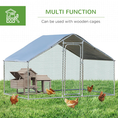 GFVCNIO PawHut Large Coop Metal Run with Waterproof and Anti-UV Cover Spire Shaped Walk-in Fence Cage Hen House for Outdoor and Yard Farm Use 1.26” Tube Diameter 9.8‘ x 6.6‘ x 6.4‘