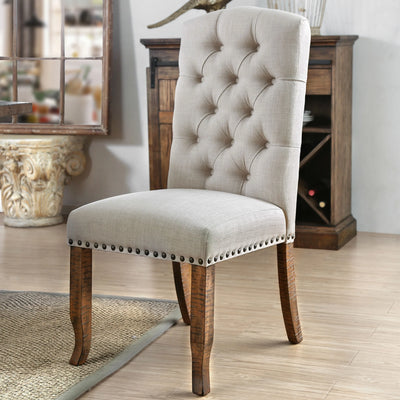 24/7 Shop At Home Banff Set of 2 Wood Dining Chairs in Ivory