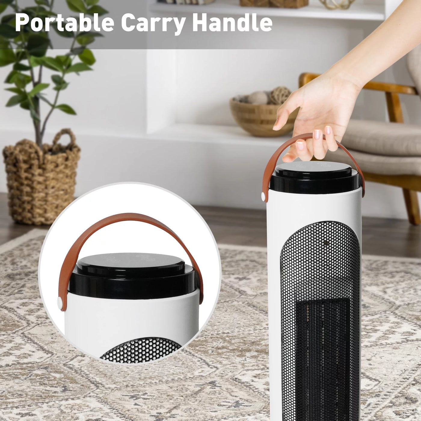 Space Heaters with 1500W PTC Oscillating Ceramic Heaters and Remote, 24h Timer for Office Room Indoor Use