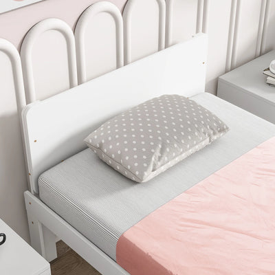 Create a chic and cozy bedroom look with this stylish and elegant white twin bed featuring a footboard bench for added comfort - perfect for enhancing the style and comfort of your bedroo