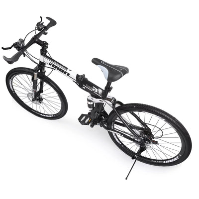 Unisex Adult Mountain Bike Full Suspension 26" 21 Speed MTB Folding Bicycle