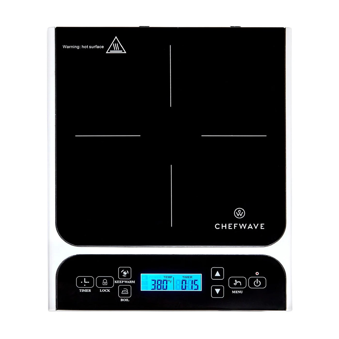 ChefWave LCD 1800W Portable Induction Cooktop w/ Safety Lock, Bonus 10in Fry Pan