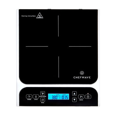 ChefWave LCD 1800W Portable Induction Cooktop w/ Safety Lock, Bonus 10in Fry Pan