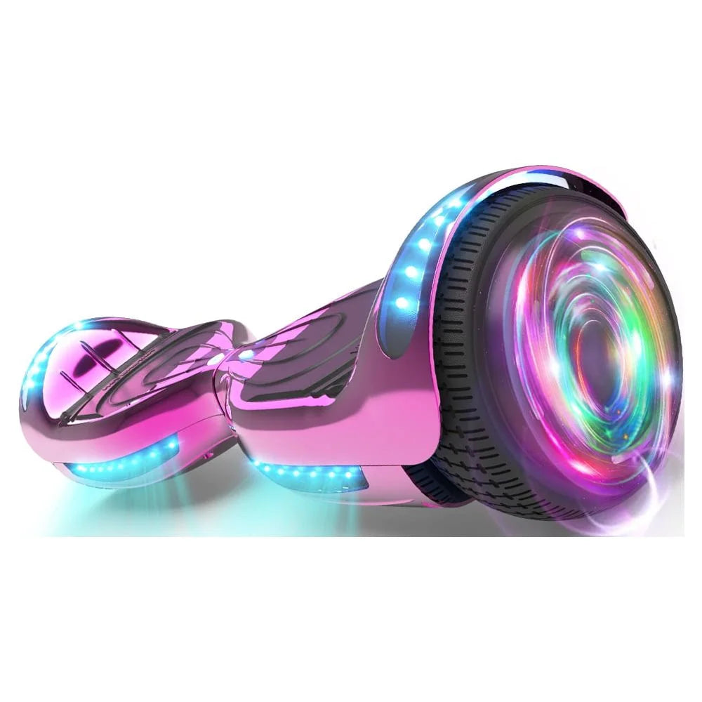 Hoverstar Flash Wheel Certified Hover board 6.5 In. Bluetooth Speaker with LED Light Self Balancing Wheel Electric Scooter , Chrome Pink