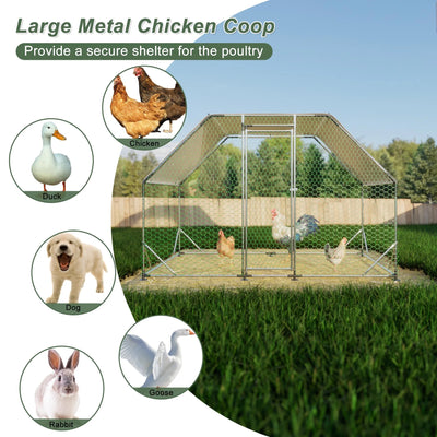 Large Chicken Coop for 6-8 Chickens, Seizeen Walk-in Chicken Run with Waterproof, Galvanized Wire Poultry Hen Dog House Rabbits Hutch Duck Cage, 10FT