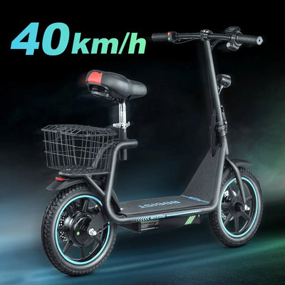 BOGIST Electric Scooter for Adults with Seat, 500W Motor(Peak 800W), 25mph, 45km Range, 48V 13Ah, Electric Bicycle with Basket, BOGIST M5 Elite,Blue