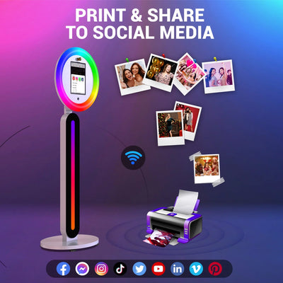 IPad PhotoBooth Stand with Light Ring Portable Stand Selfie Machine for Any iPad with Remote APP Control