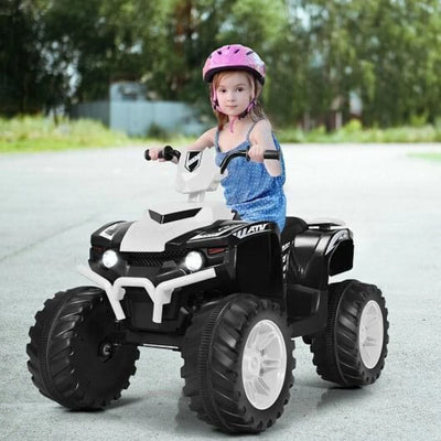 Electric ATV for Kids with LED Lights and Treaded Tires - White