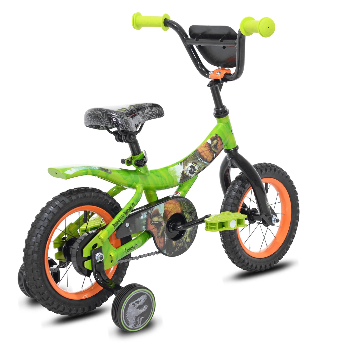 Jurassic World™ 12-inch Raptor Boy's Bicycle with Training Wheel, Green and Orange