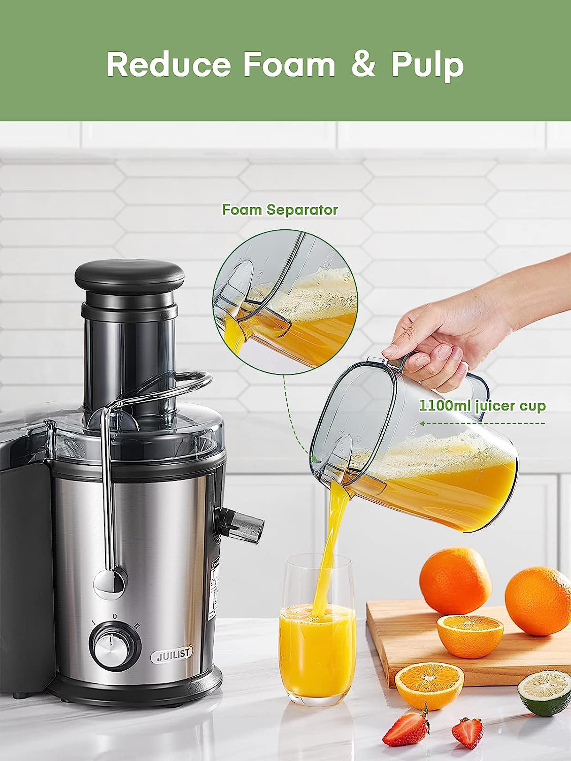 Juicer Machines Vegetable and Fruit, 800W Powerful Juilist Centrifugal Juicer Machines Easy to Clean with Brush, Dual Speeds Juice Extractor Machine with Large 3'' Feed Chute & Anti-Drip