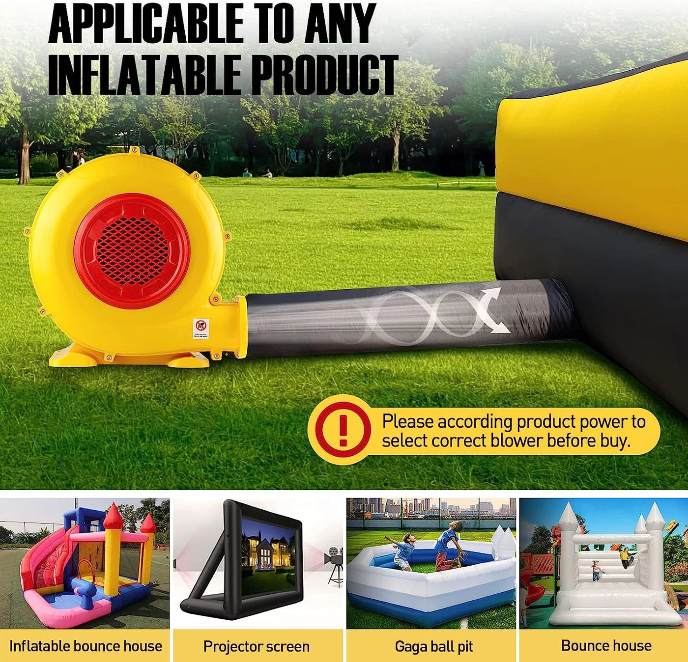 950W Air Blower, Pump Fan Commercial Inflatable Bouncer Blower, Perfect for Inflatable Movie Screen, Inflatable Paint Booth, Inflatable Bounce House, Jumper, Bouncy Castle