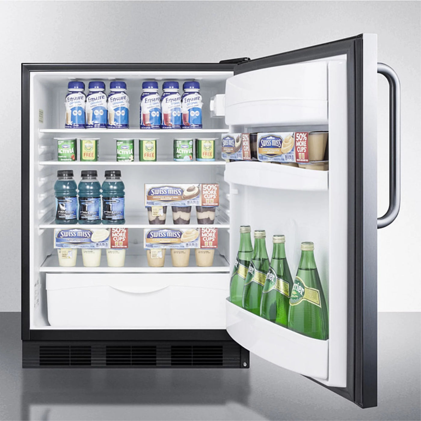 Built-in undercounter all-refrigerator for general purpose use, auto defrost w/complete stainless steel wrapped exterior