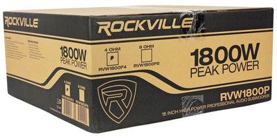 Rockville RVW1800P4 1800 Watt 18" Mid-Bass Driver Car Audio Speaker Mid-Range