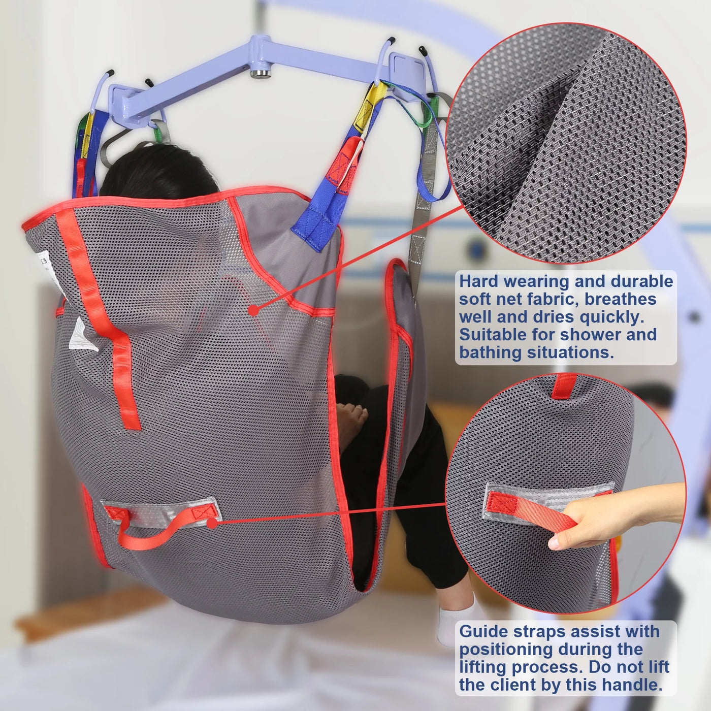 EZ Assistive Universal Full Body Patient Lift Sling, Mesh Fabric Patient Sling Transfer and Bathing aids, 500lb Weight Capacity