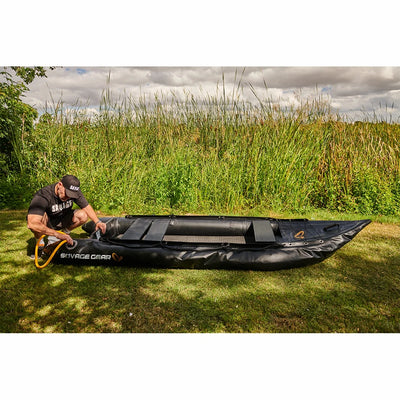 2 Person Inflatable Kayak Fishing PVC Boat - 130'' x 43'' x 11.8'' with Aluminum Alloy Seat, Paddle, Inflatable Mat, Repair Kit, Fin