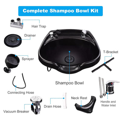 Hair Basin Sink Shampoo Bowl CUPC Certified Vacuum Breaker Sprayer Neck Rest Beauty Salon Equipment for Home Barbershop