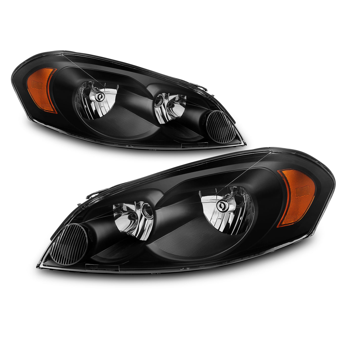 AKKON - Fits 2006-2013 Chevy Impala 2014-2016 Impala Limited Black Headlights + LED [Tube Bar] Black Tail Light Combo Pair