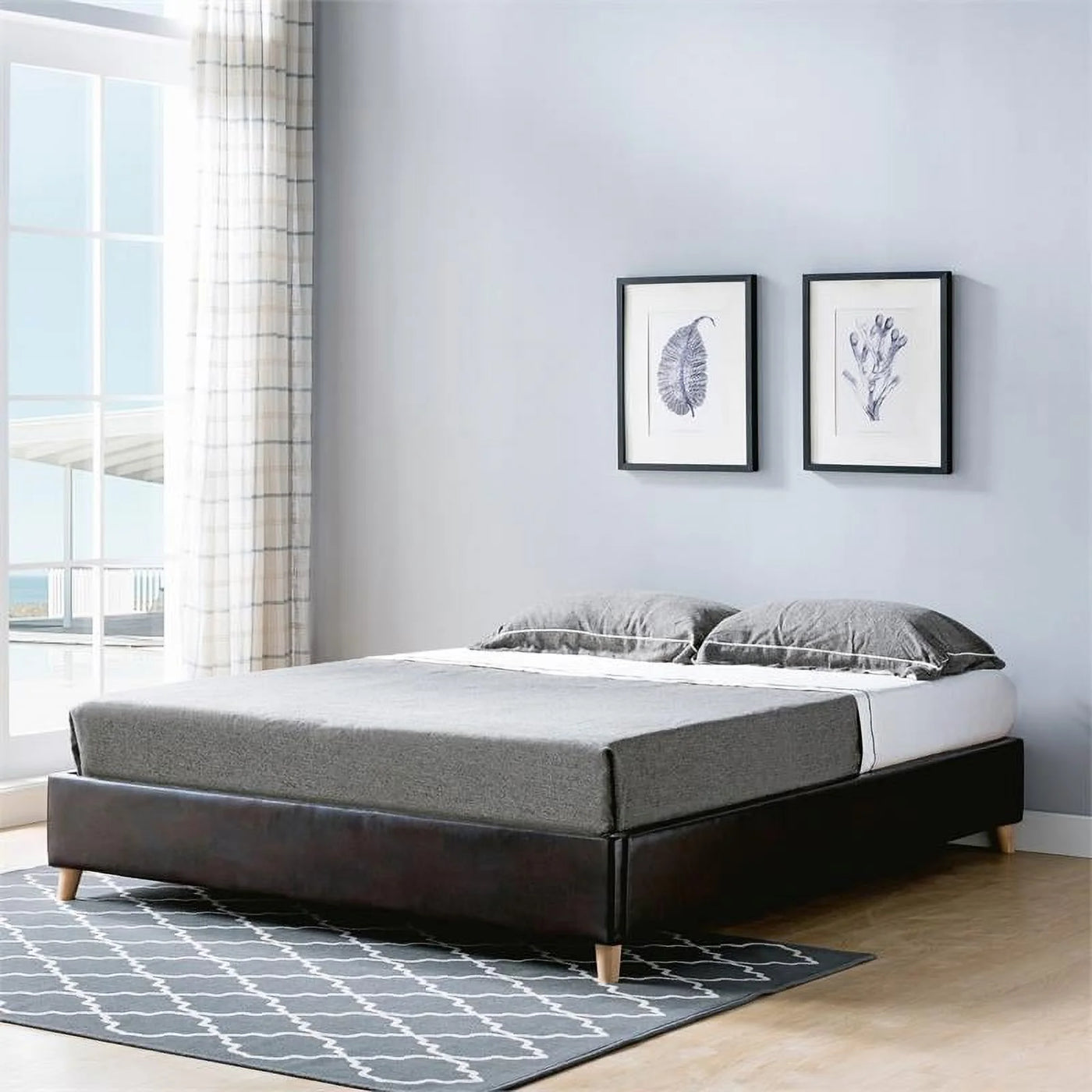 Furniture of America Goodwater Faux Leather Full Foundation Bed in Brown