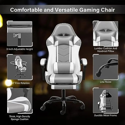 YSSOA Gaming Chair, Big and Tall Gamer Chair, Racing Style Adjustable Swivel Office Chair, Ergonomic Video Game Chairs with Headrest and Lumbar Support