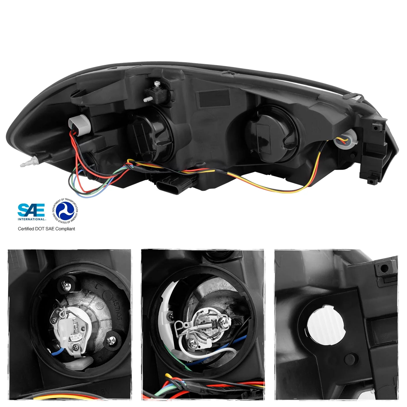 AKKON - Fits 06-13 Chevy Impala | 14-16 Impala Limited | 06-07 Monte Carlo Light Tube Projector Headlamps - Black