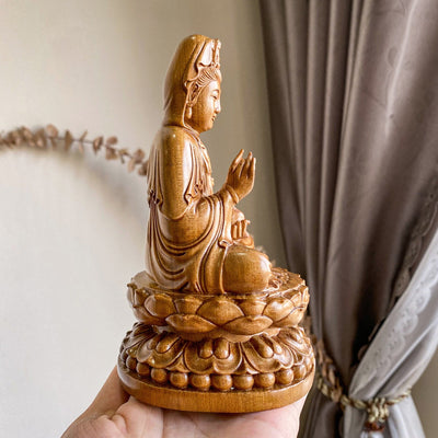 Wooden Sitting Guan Yin Buddha Statue