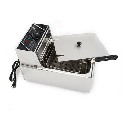 6L/6.3QT Electric Deep Fryer Stainless Steel Restaurant Home 1700w Countertop 1700W Extra Large Electric Deep Fryer Commercial Restaurant Fry Basket 6L 6L Electric Deep Fryer 1700W Single Tank