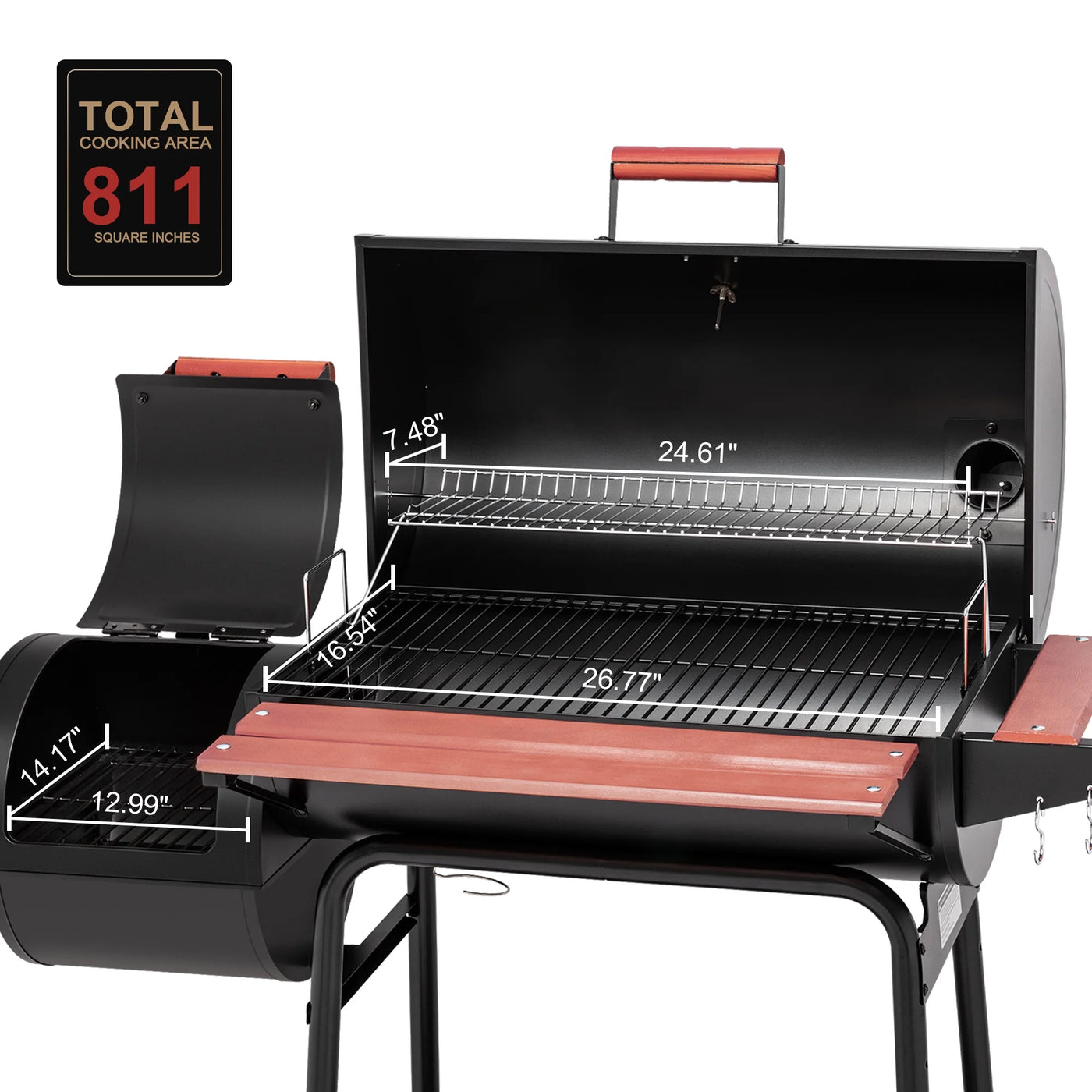 Royal Gourmet CC1830W 30" Barrel Charcoal Grill with Offset Smoker