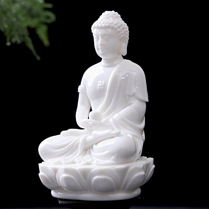 Porcelain Sakyamuni Buddha Statue Dhyana Mudra Mindful Gift Meditation