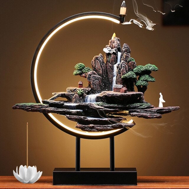 Ceramic Lotus Incense Burner Led Lamp Modern Rockery