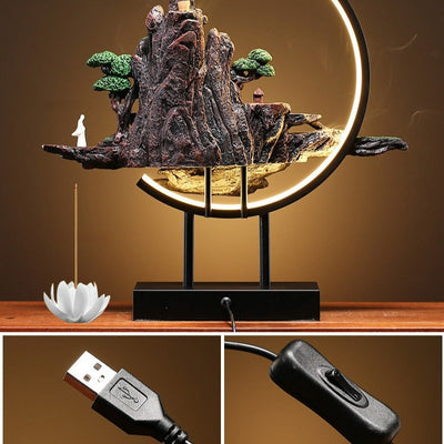 Ceramic Lotus Incense Burner Led Lamp Modern Rockery